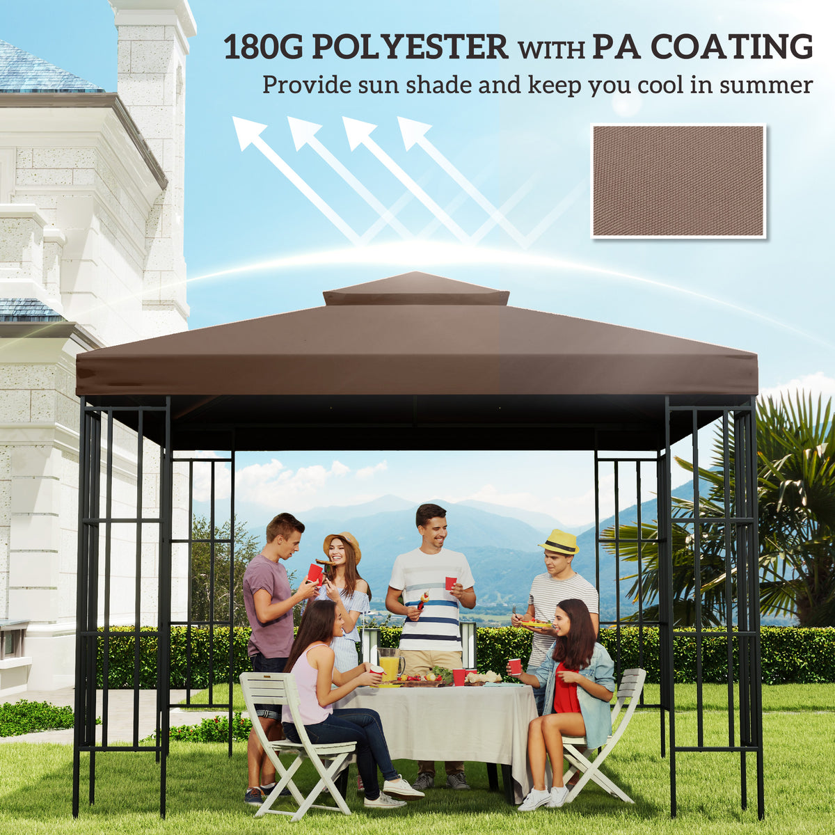 9.84' x 9.84' 2-Tier Gazebo Replacement Canopy Top
