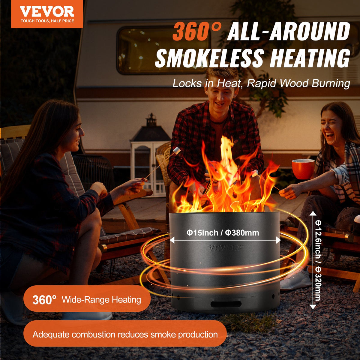 Smokeless Fire Pit Stove 15 In Wood Burning Stainless Steel