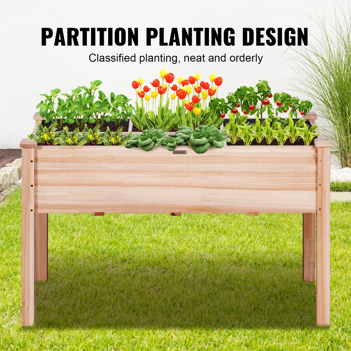 Wooden Raised Garden Bed Planter Box 47.2x22.8x30' Flower Vegetable