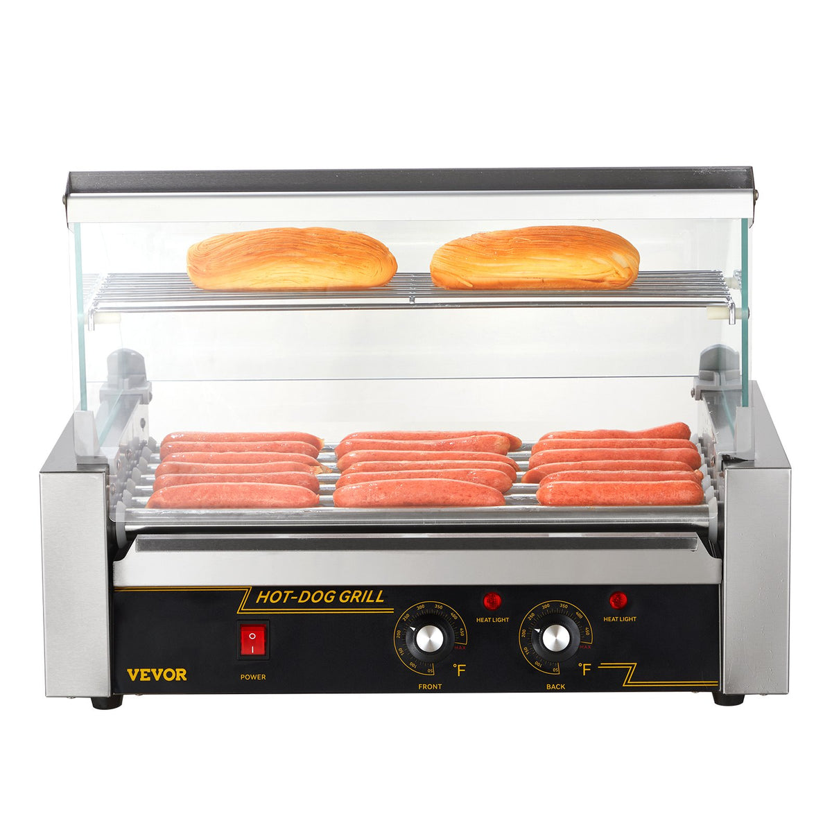 7-Roller Hot Dog Roller Grill 1050W Stainless Steel Cooker