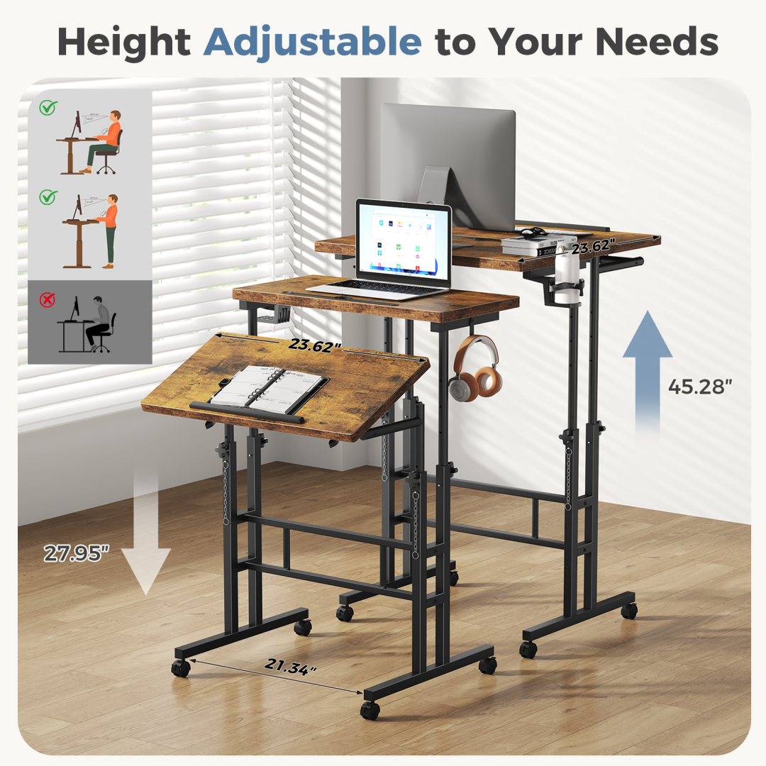 Rotating Standing Desk with Manual Height Adjustment