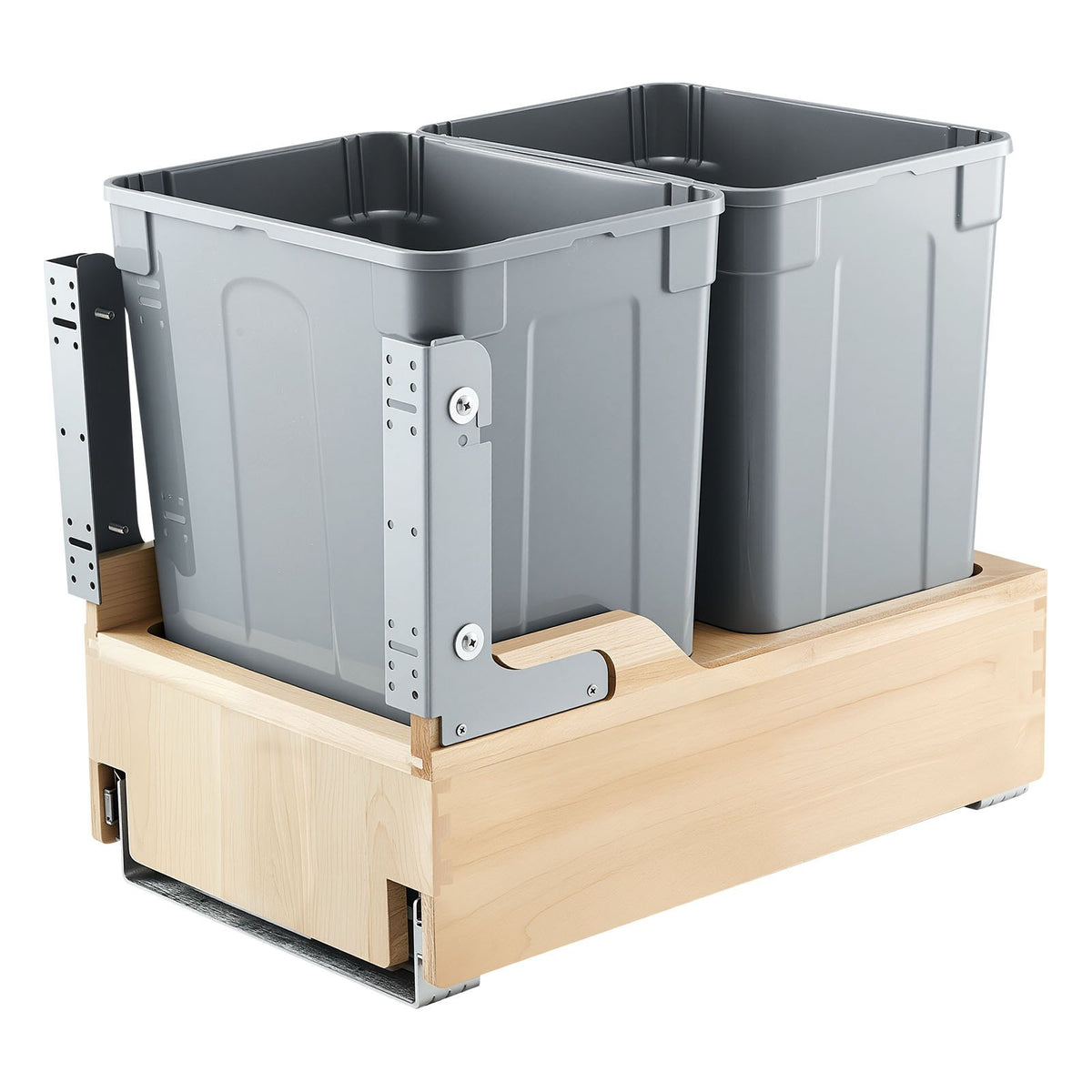 Double 35QTx2 Pullout Waste Container Under Cabinet Kitchen Bin Trash