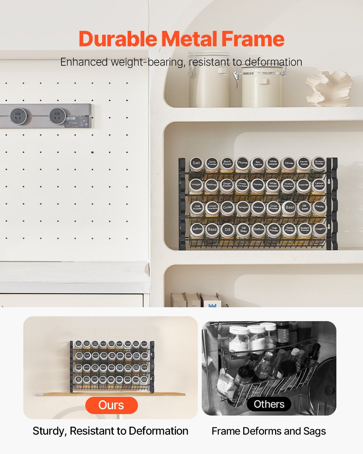 Spice Rack Organizer For Cabinet Kitchen Countertop Seasoning