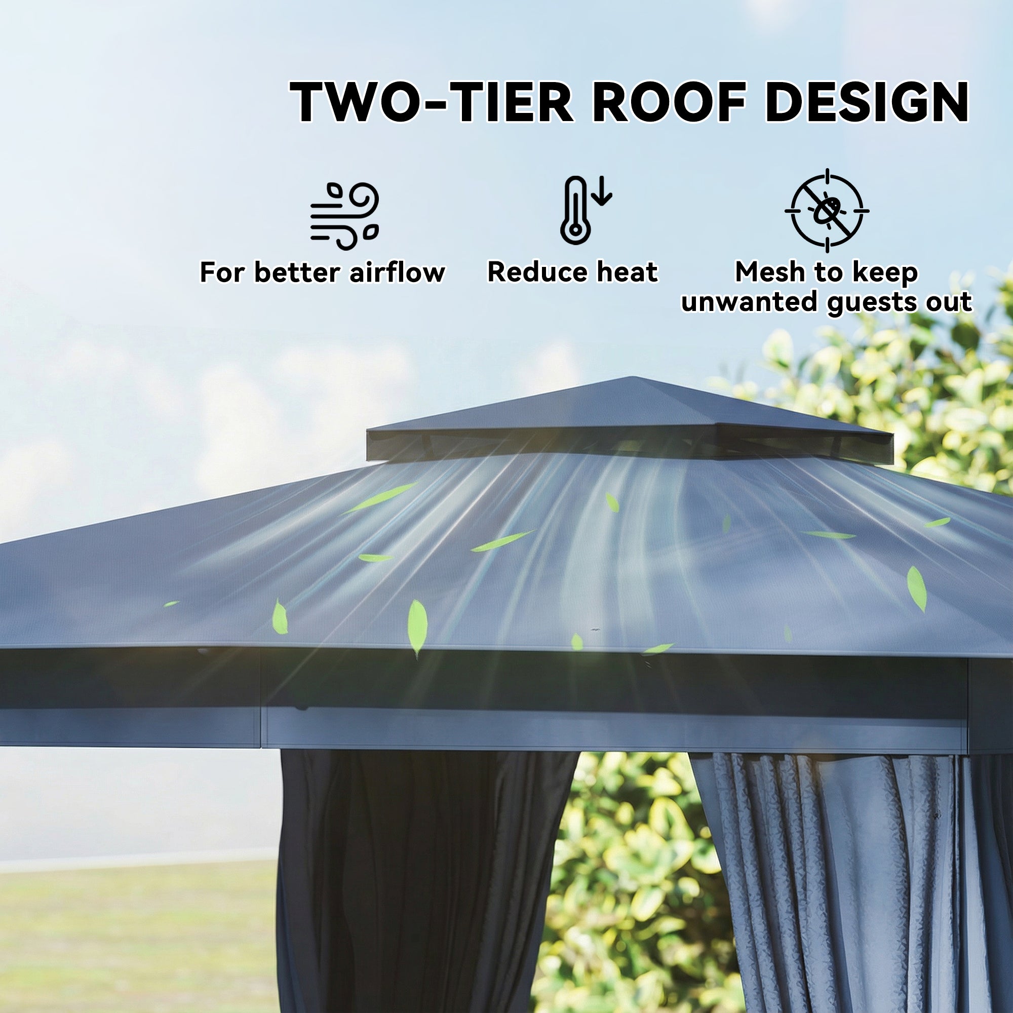 10x12 Soft Top Patio Gazebo with Curtains & Netting
