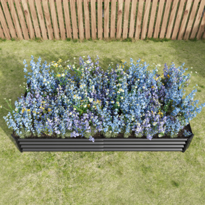 Metal Raised Garden Bed 7.6x3.7x0.98ft Black