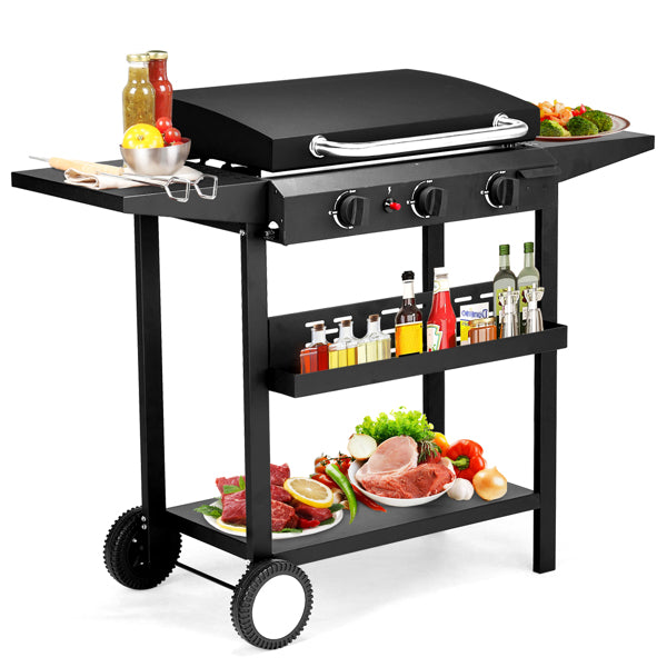 3-Burner Flat Top Gas Griddle Cooking Station With Ceramic Coated