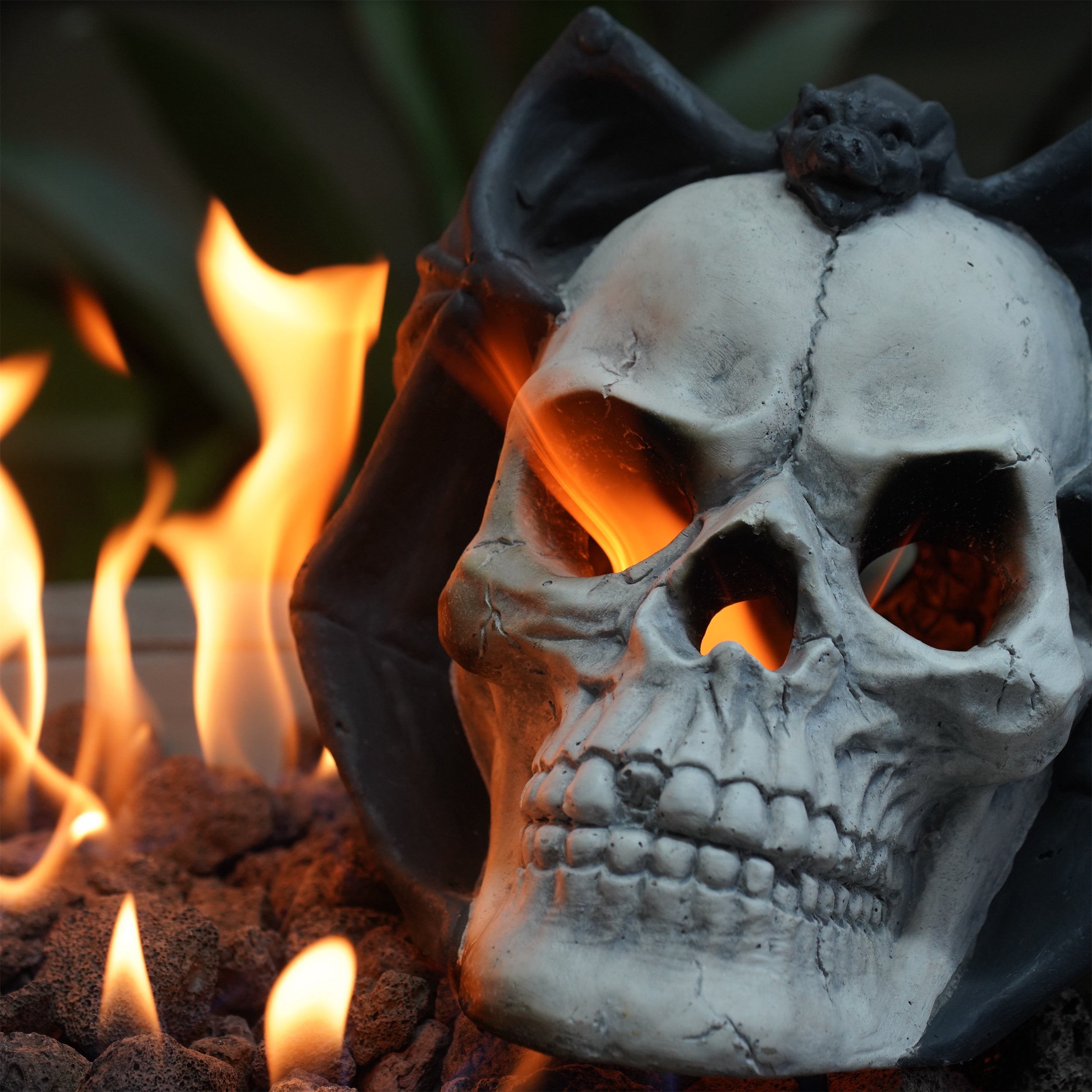 Demon Skull Gas Log for Fire Pit & Fireplace