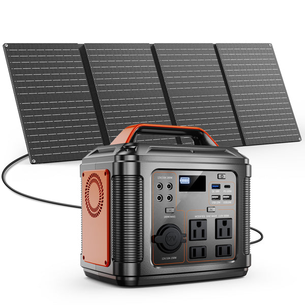 300W Portable Power Station 296Wh with 60W Solar Panel