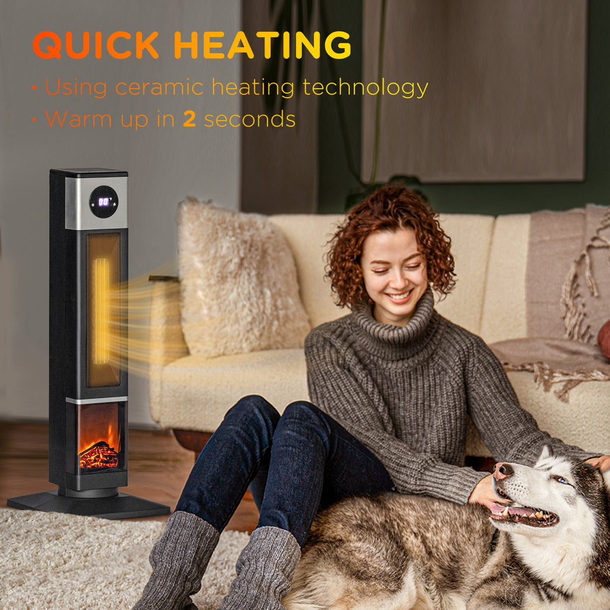 31" Freestanding Electric Heater with Remote & Timer