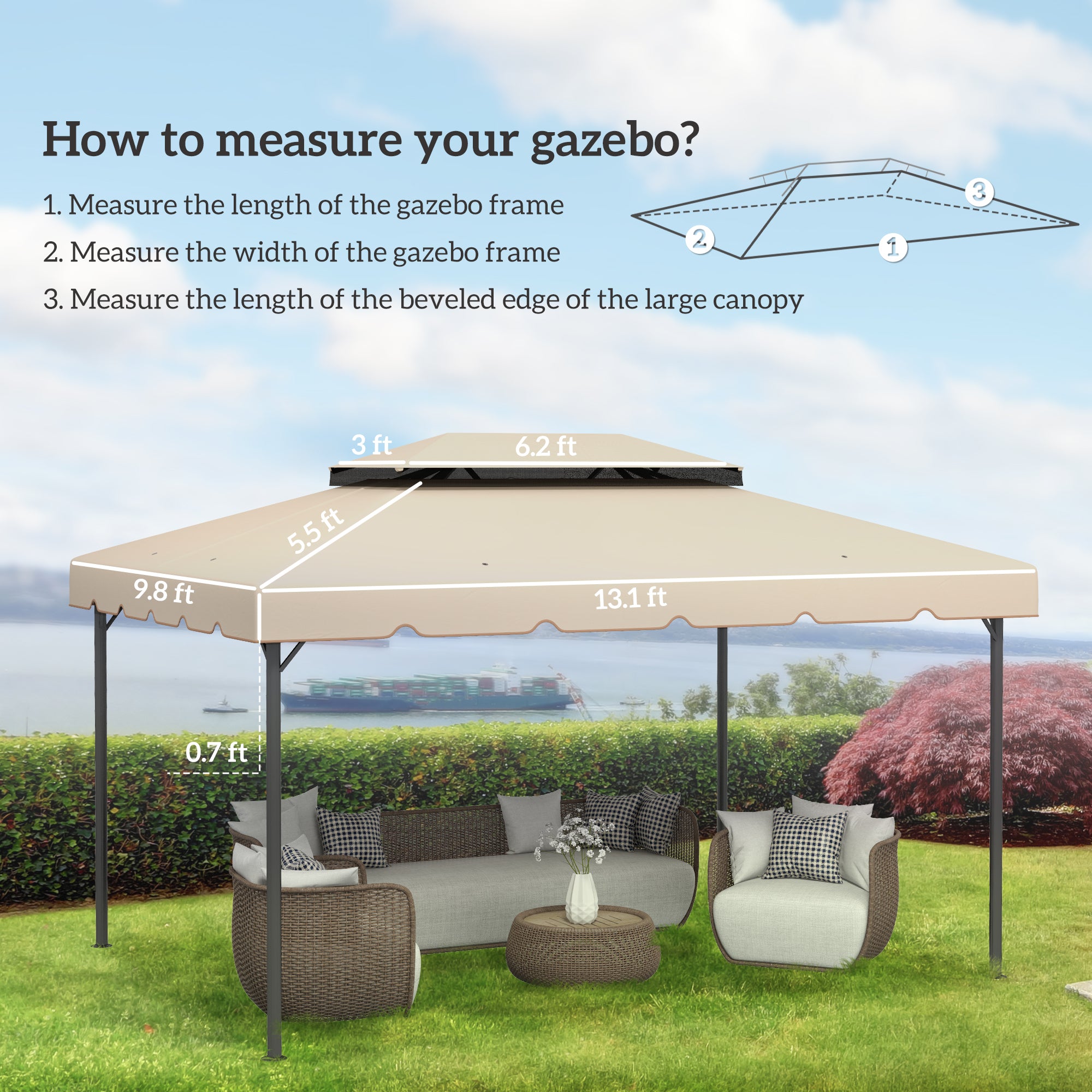 13 x 10 Gazebo Replacement Canopy Top Double Vented Roof