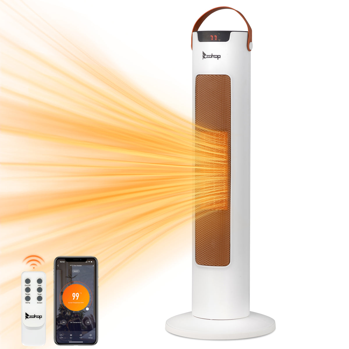 24 Inch Tower Space Heater 1500W Smart WiFi Remote