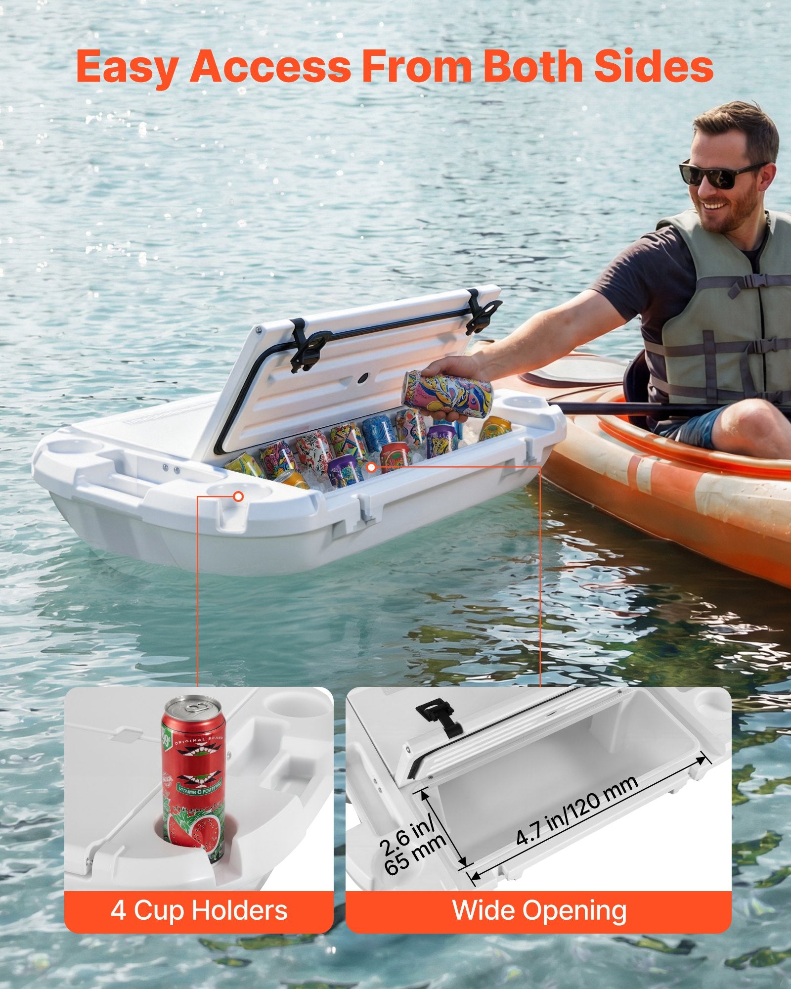40 Qt Floating Cooler with Dry Storage & Tow Rope