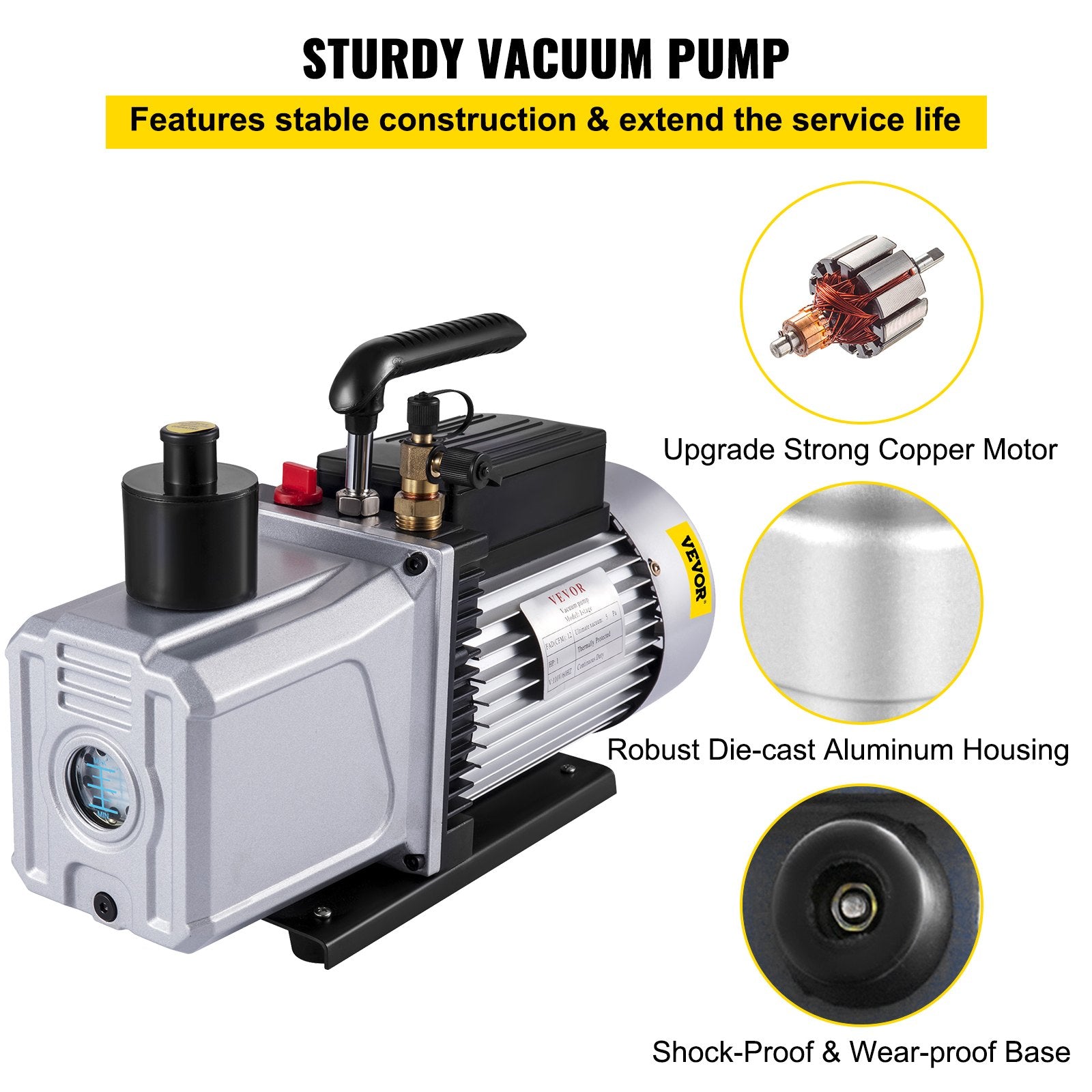 12CFM Single Stage Vacuum Pump 110V 5PA HVAC
