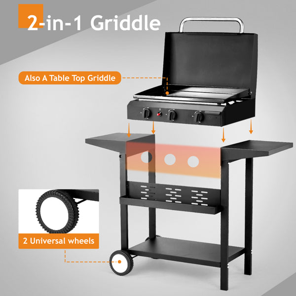 3-Burner Flat Top Gas Griddle Cooking Station With Ceramic Coated