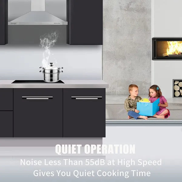 36 Inch Stainless Steel Wall Mount Range Hood with LED Light