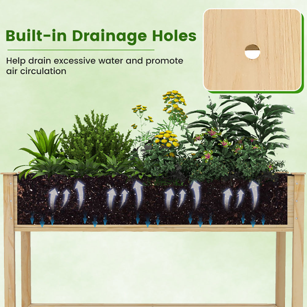 Wooden Raised Garden Bed With Legs And Lockable Wheels