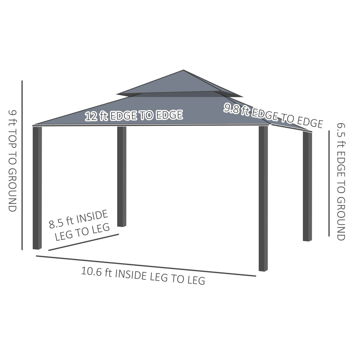 10 X 12 Double Roof Patio Gazebo Canopy