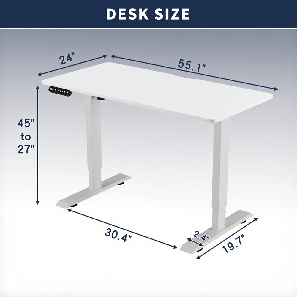 Double Beam Single Motor 55" Electric Standing Desk