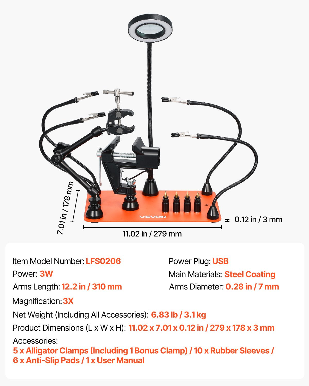 Magnetic Helping Hands Soldering Station with Magnifying Lamp