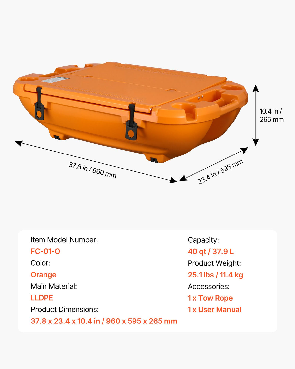 40 Qt Floating Cooler with Dry Storage & Tow Rope