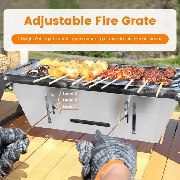 3 In 1 Foldable Charcoal Grill Fire Pit Slow Cooker 2-3 People