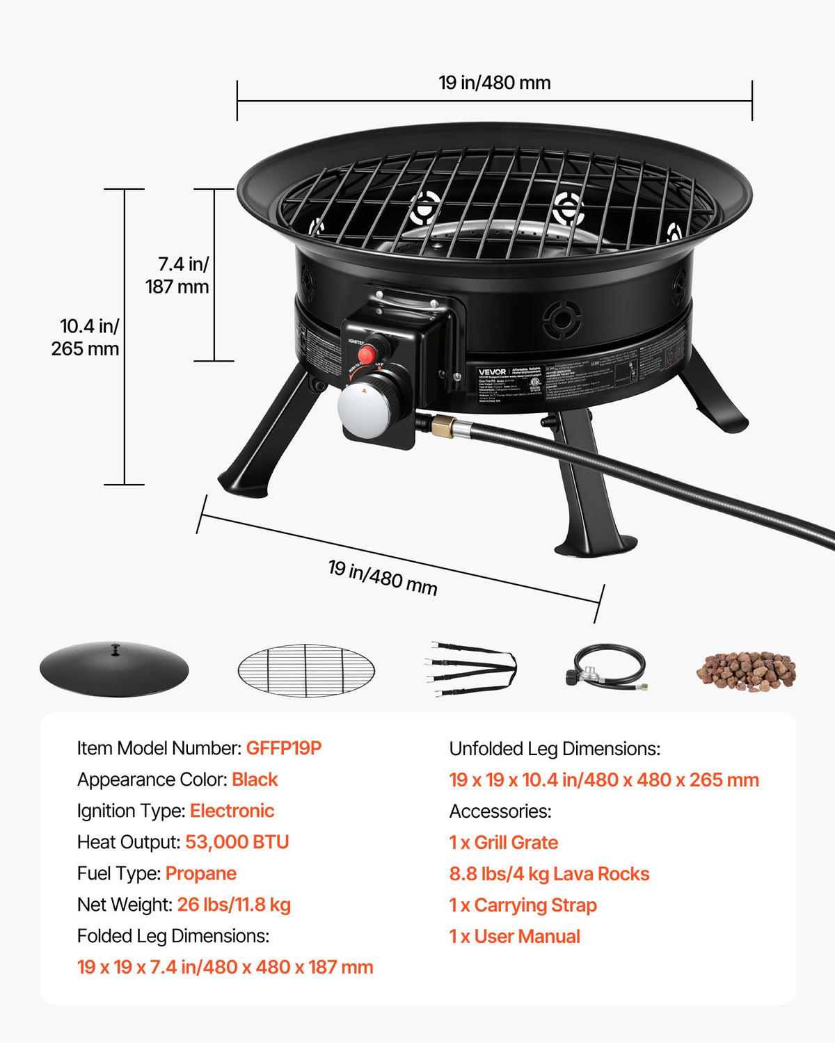Propane Fire Pit 19-Inch