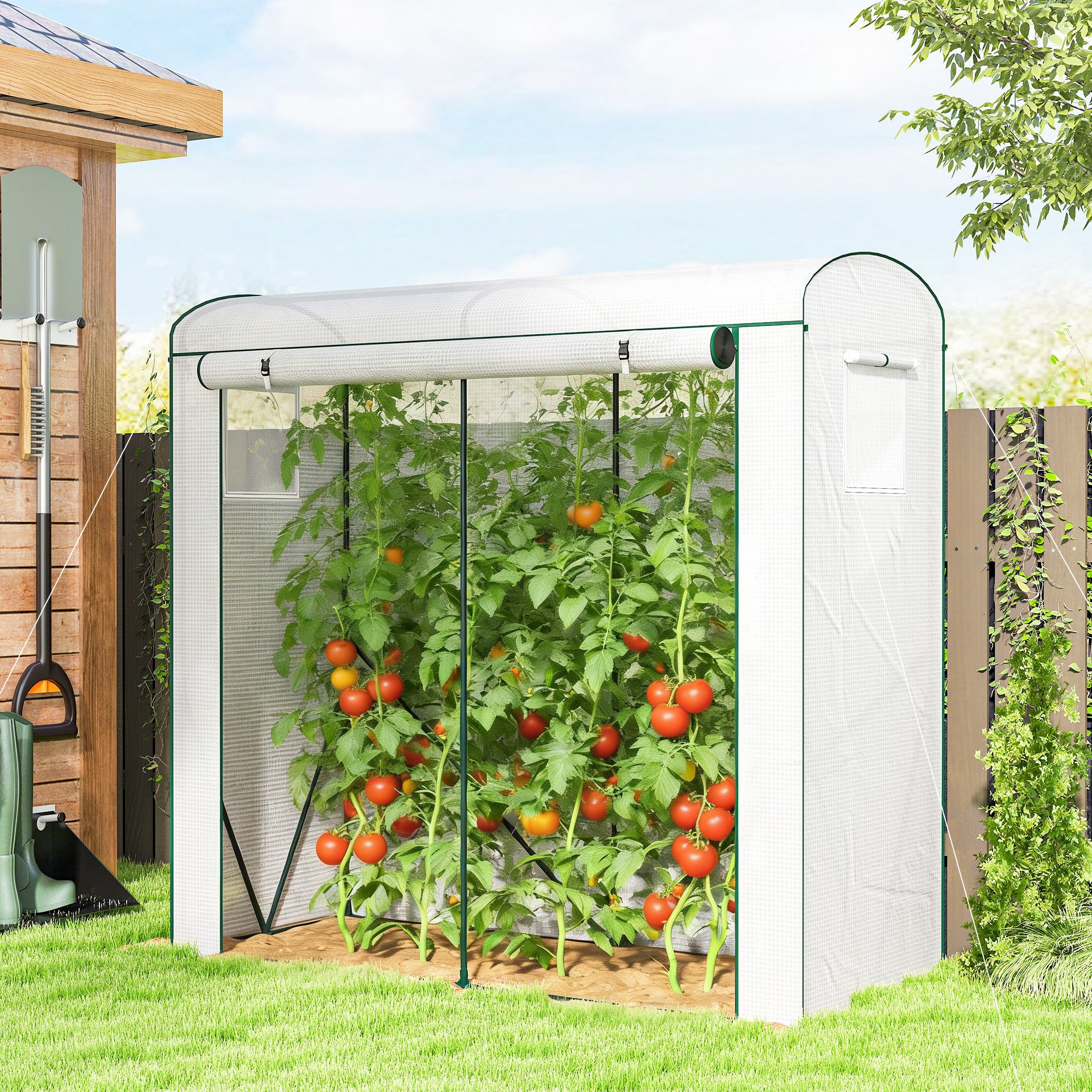 Portable Greenhouse Roll-Up Door 78.7x29.5x74 White