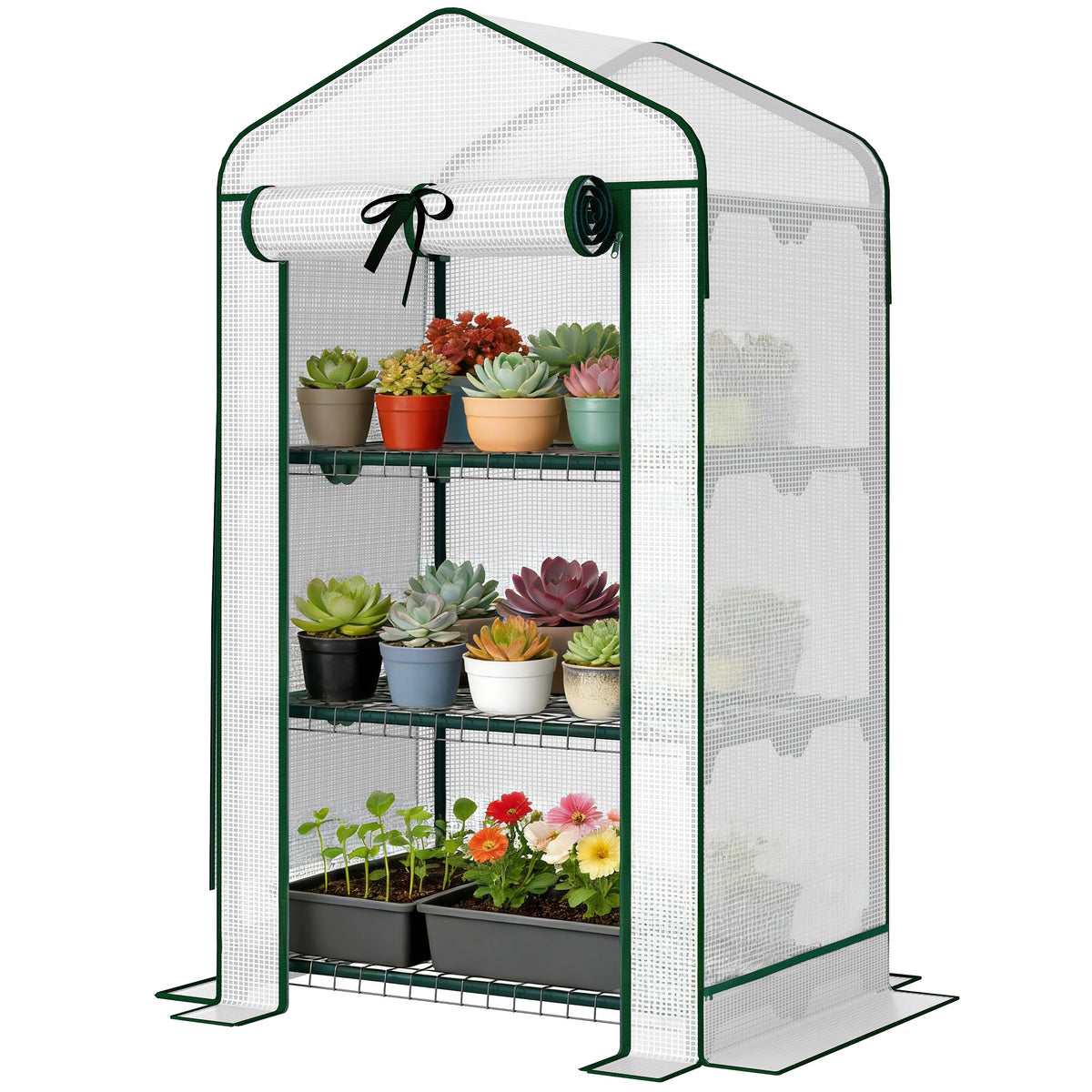 Mini Greenhouse 27.6x19.7x50 Inch Portable Roll-Up Door