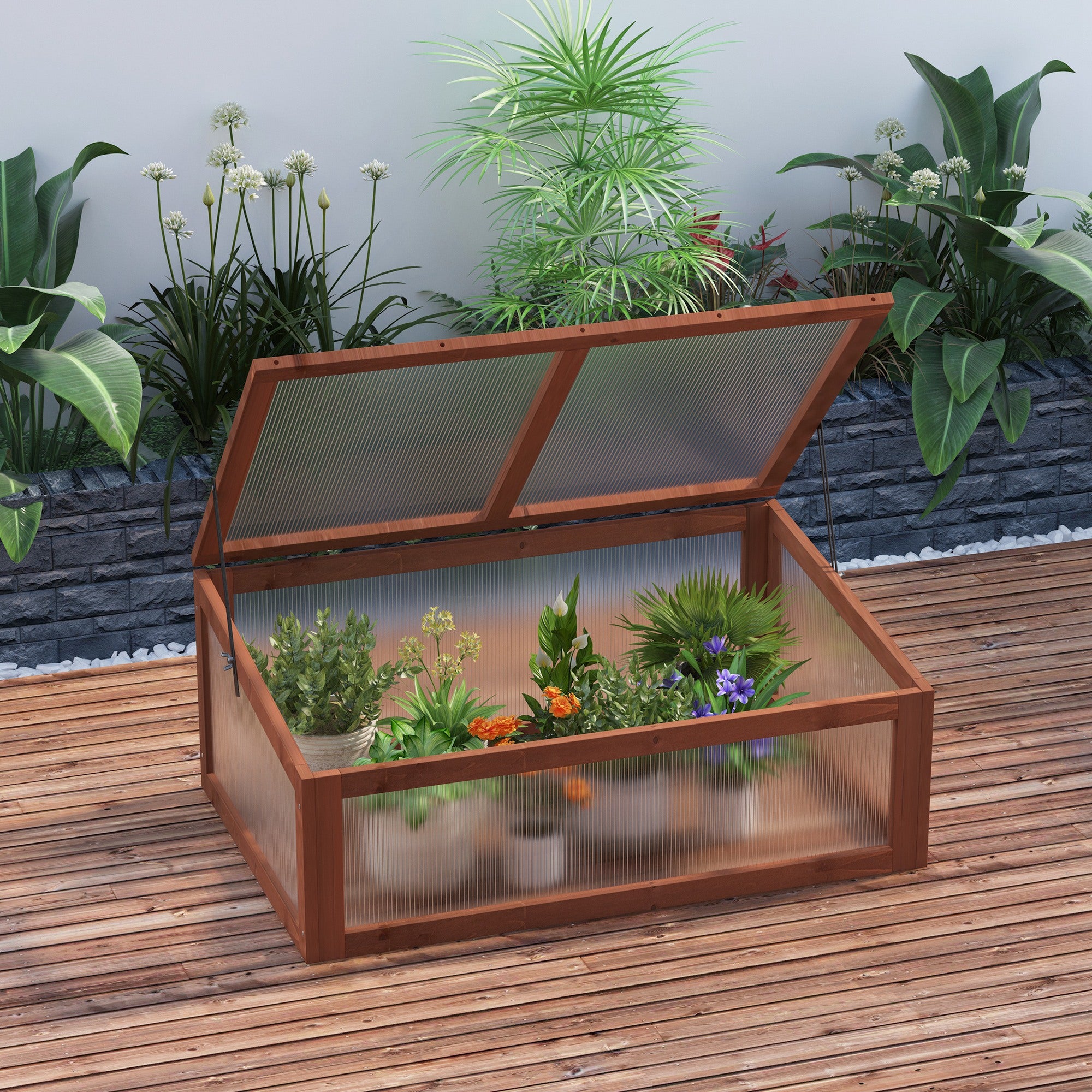 Wooden Cold Frame Greenhouse with Polycarbonate Board