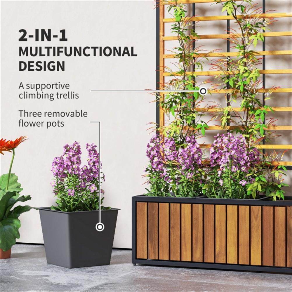 Wooden Raised Garden Bed With Trellis