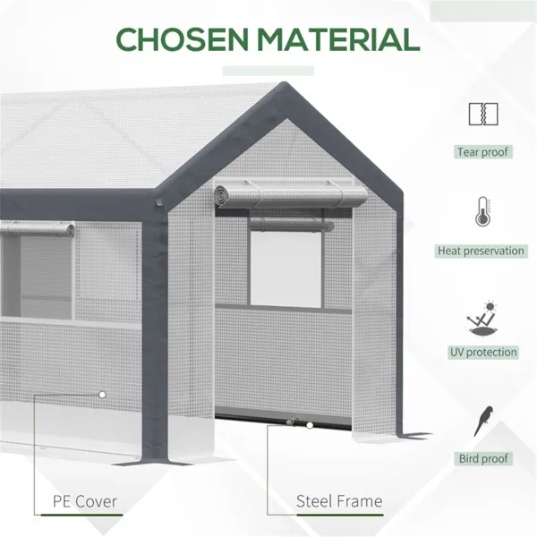 Mini Walk-In Greenhouse with Steel Frame