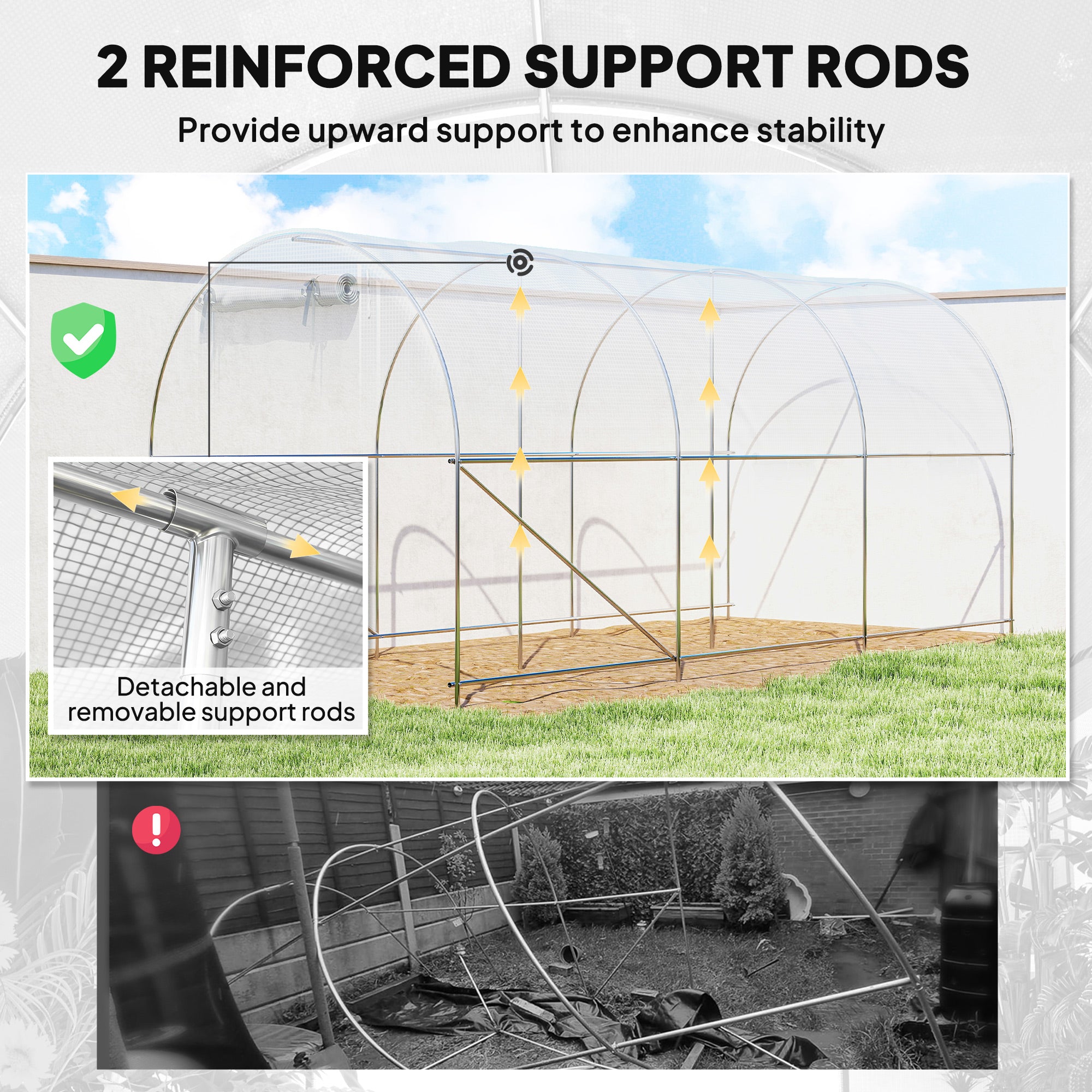 Walk-in Tunnel Greenhouse 14.6x6.5x6.6 ft Mesh Door