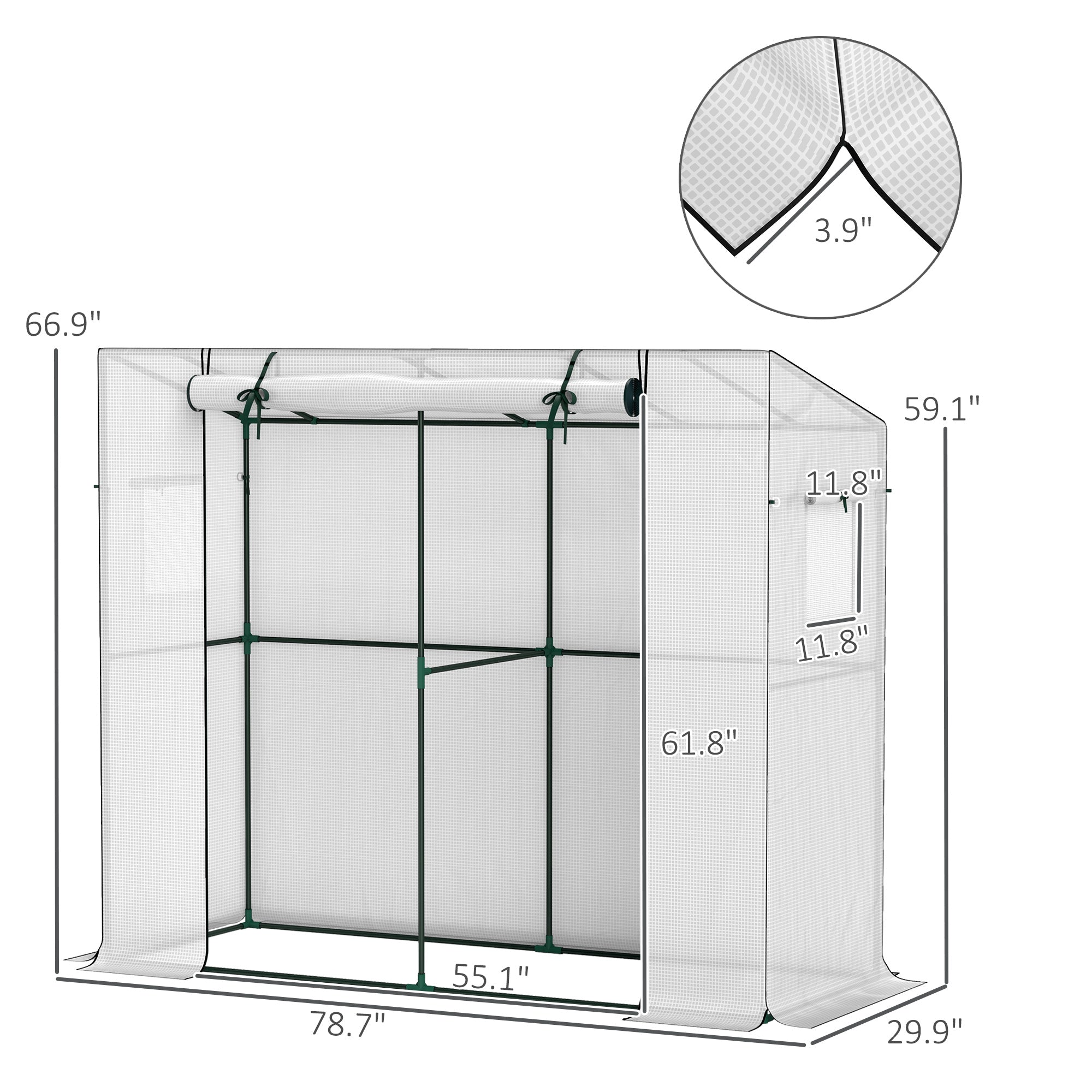 Walk-in Portable Greenhouse 6.6x2.5x5.6ft UV-Resistant