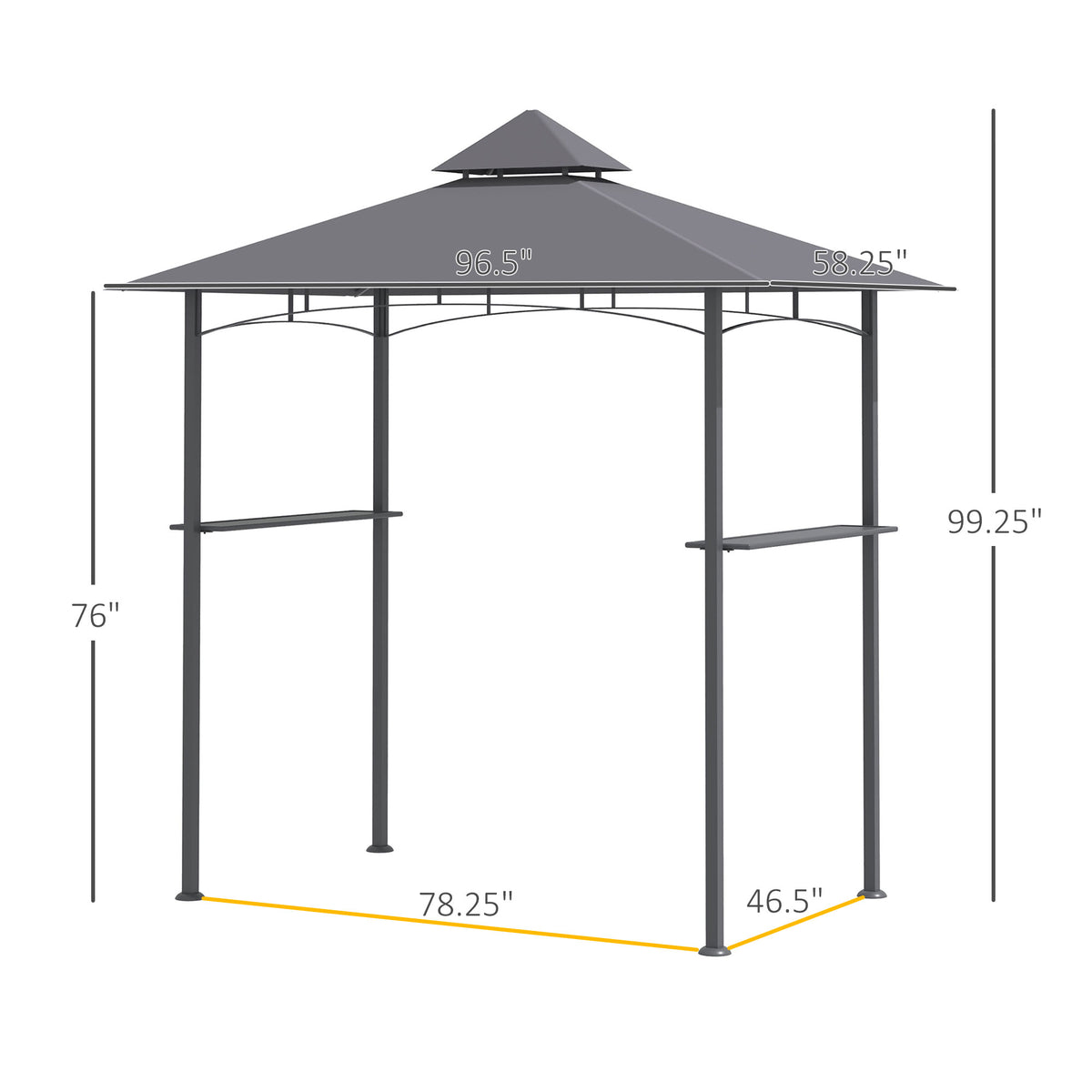 8 X 5 Grill Gazebo With Double Roof