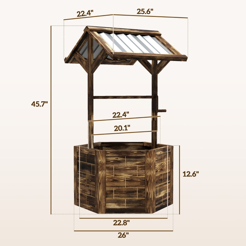 Wooden Wishing Well Planter