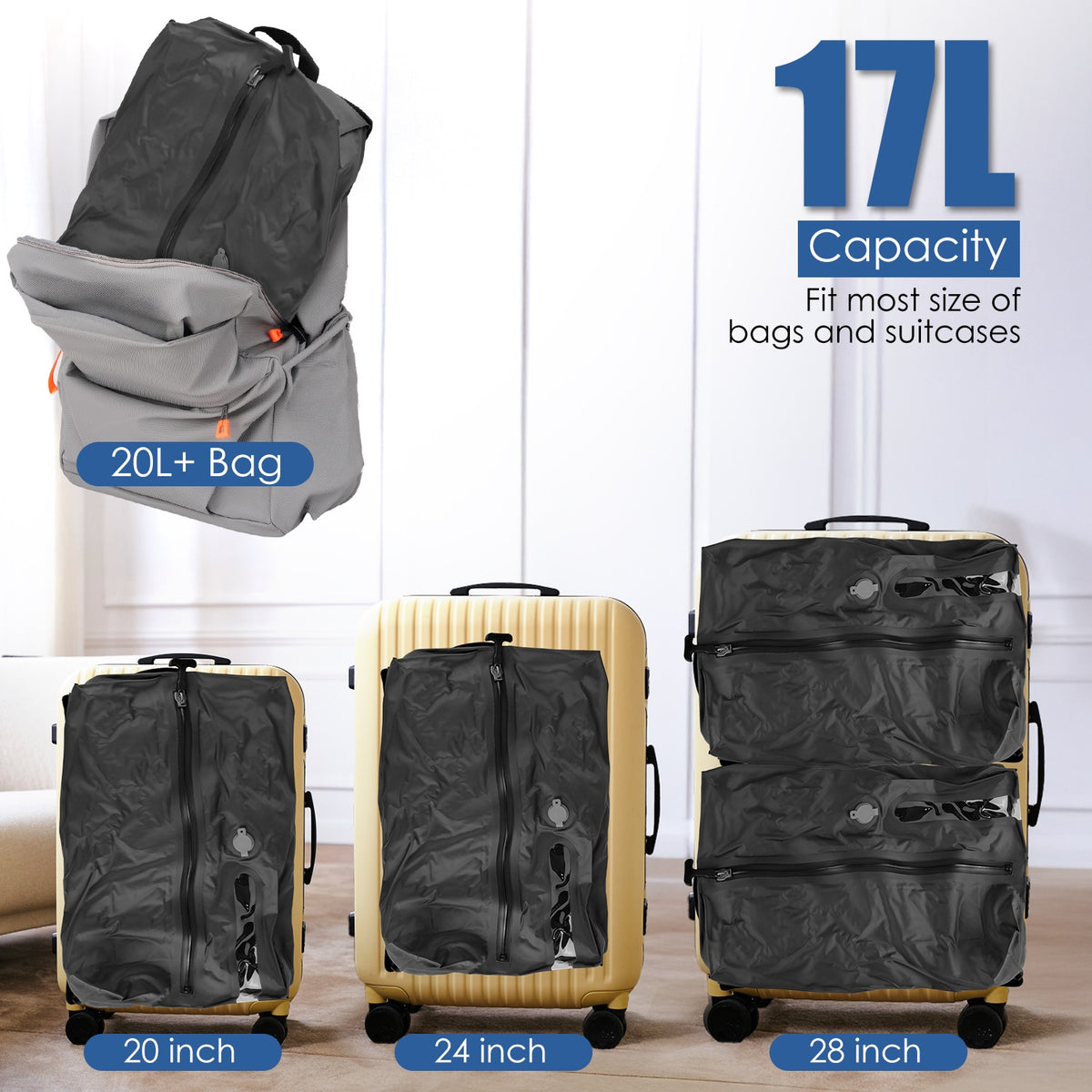 2-Pack 17L Vacuum Storage Bags with Pump & Handle
