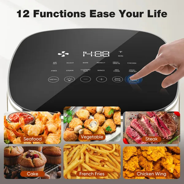 6 Quart Square Air Fryer with Window - 12-in-1 Functions