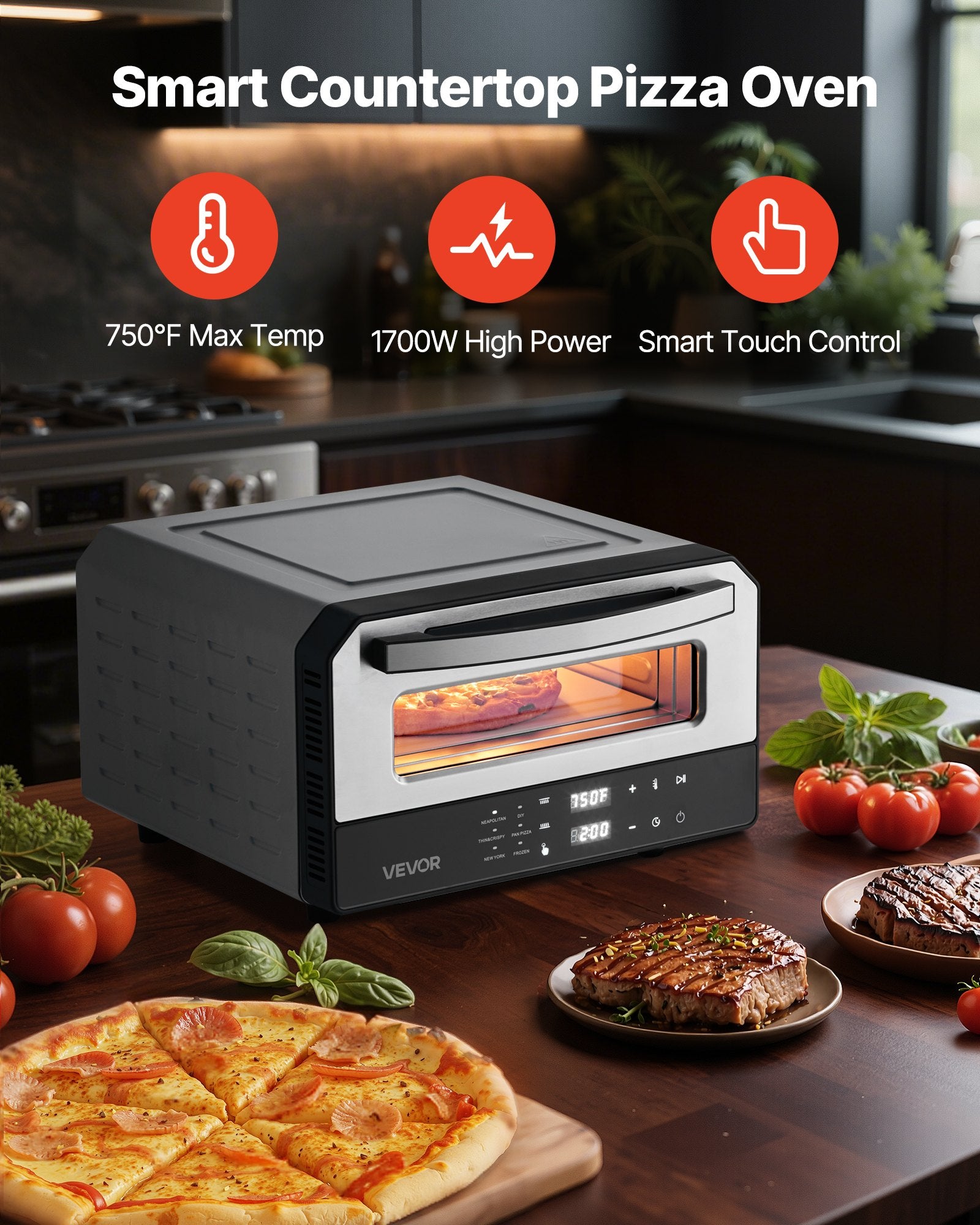 12 Inch Electric Pizza Oven with Pizza Stone 750F