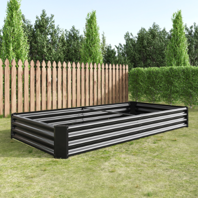 Metal Raised Garden Bed 7.6x3.7x0.98ft Black
