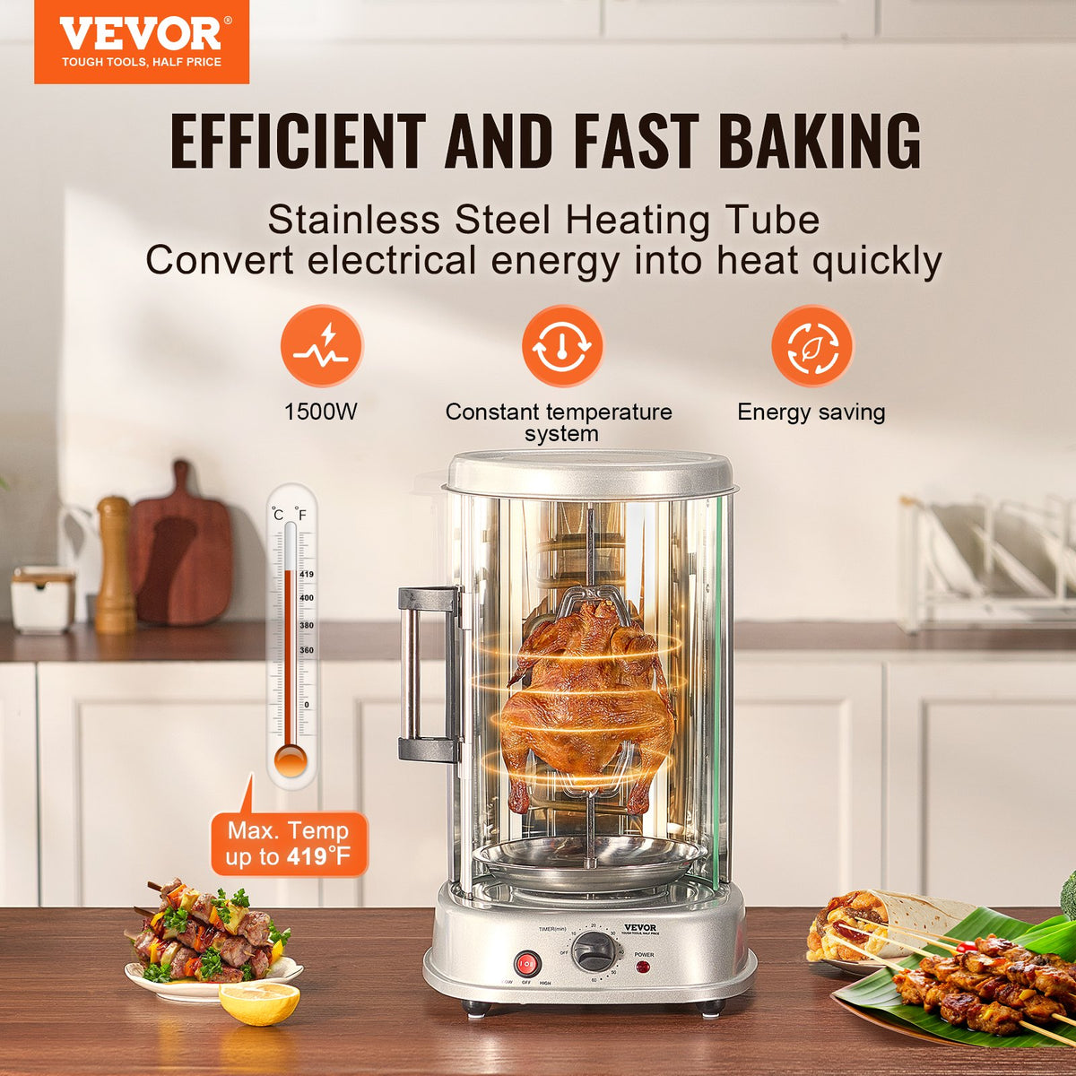 Stainless Steel Vertical Shawarma Gyro Rotisserie Grill