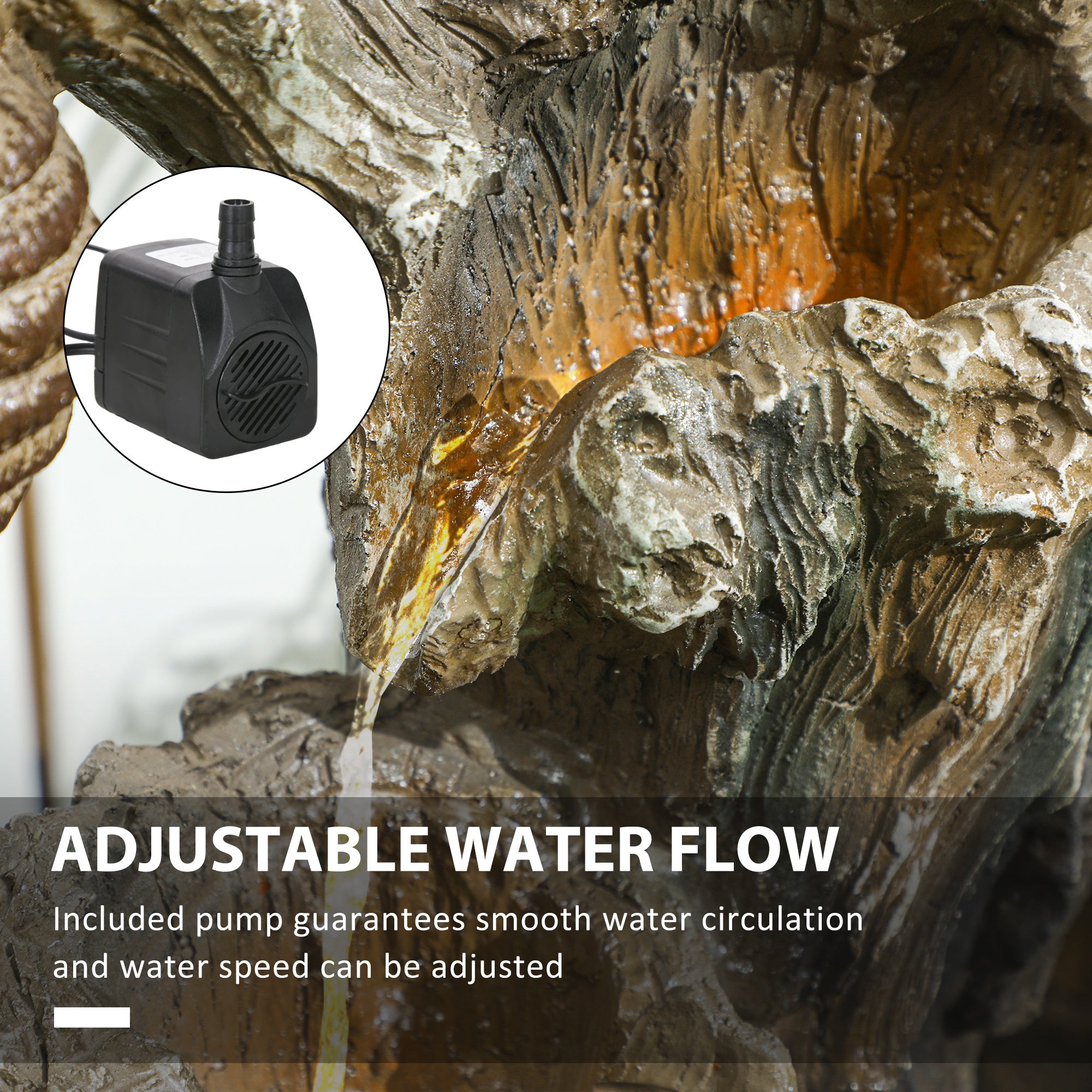 22.4" 3-Tier Resin Bears Outdoor Fountain with LED