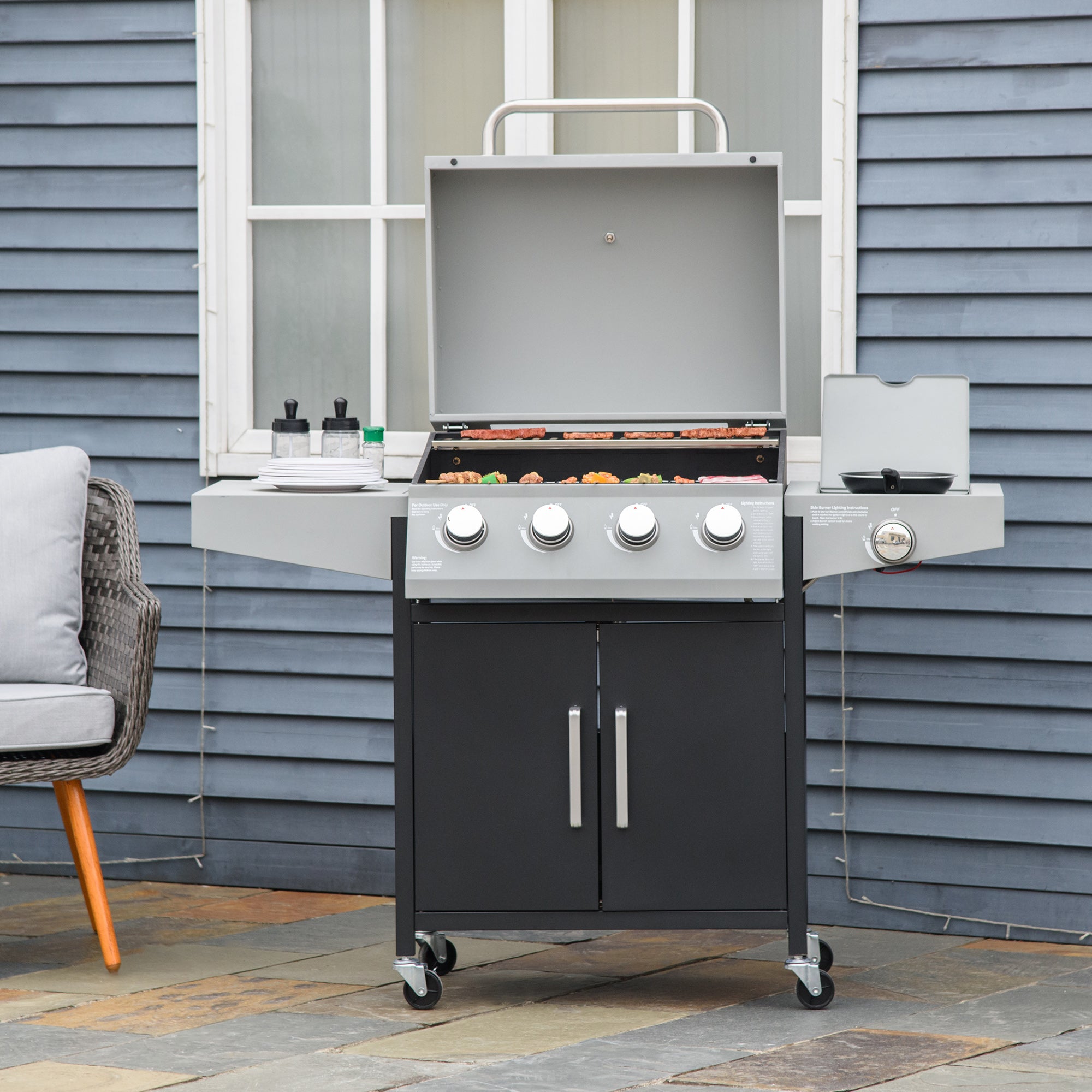 52" 4+1 Burner Propane Gas Grill with Cabinet & Side Burner