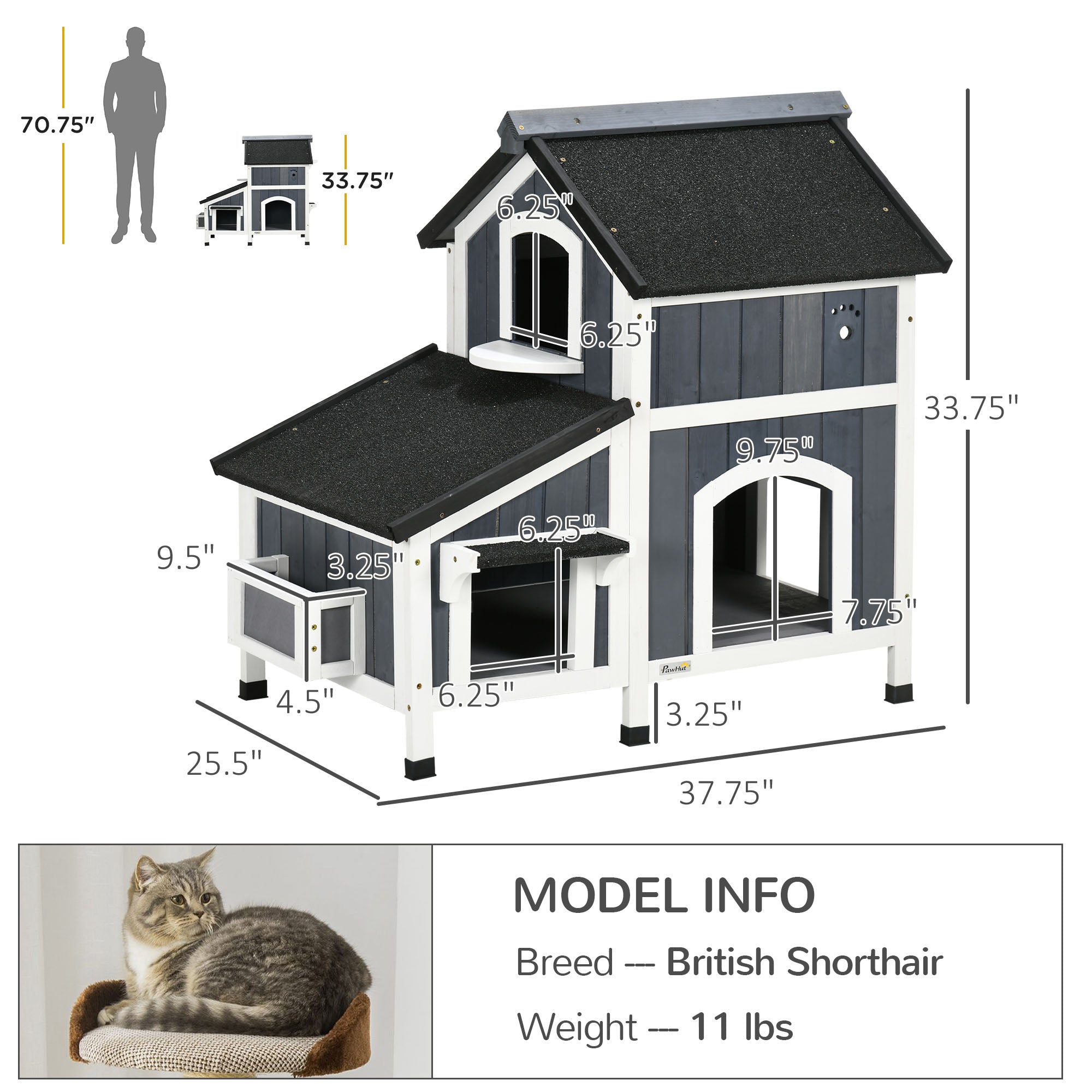 Weather-Resistant Outdoor Cat House with Garden Bed