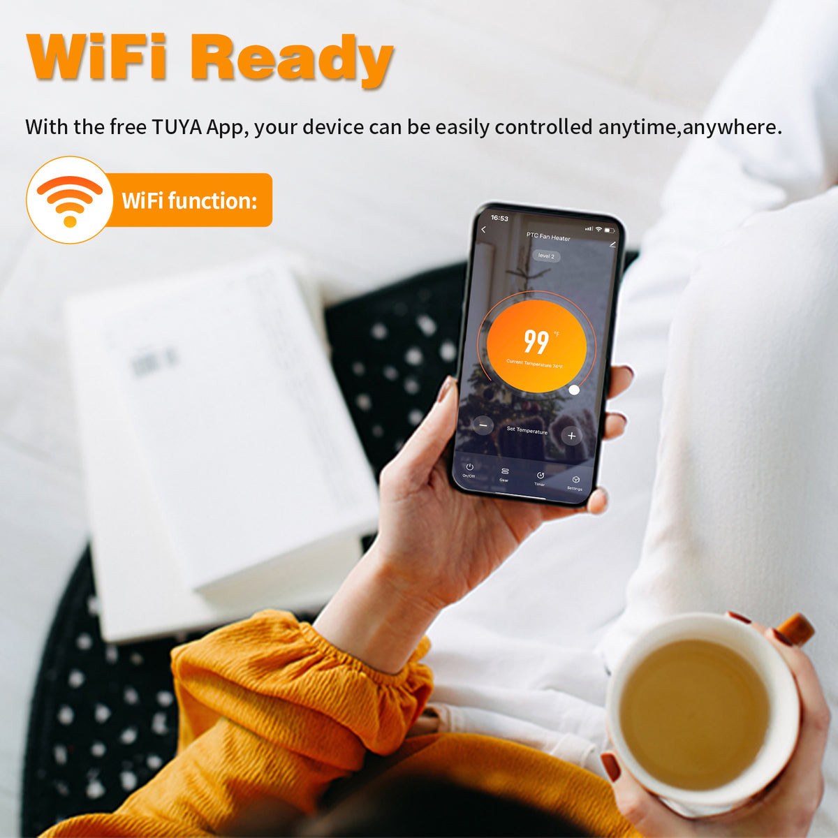 24 Inch Tower Space Heater 1500W Smart WiFi Remote