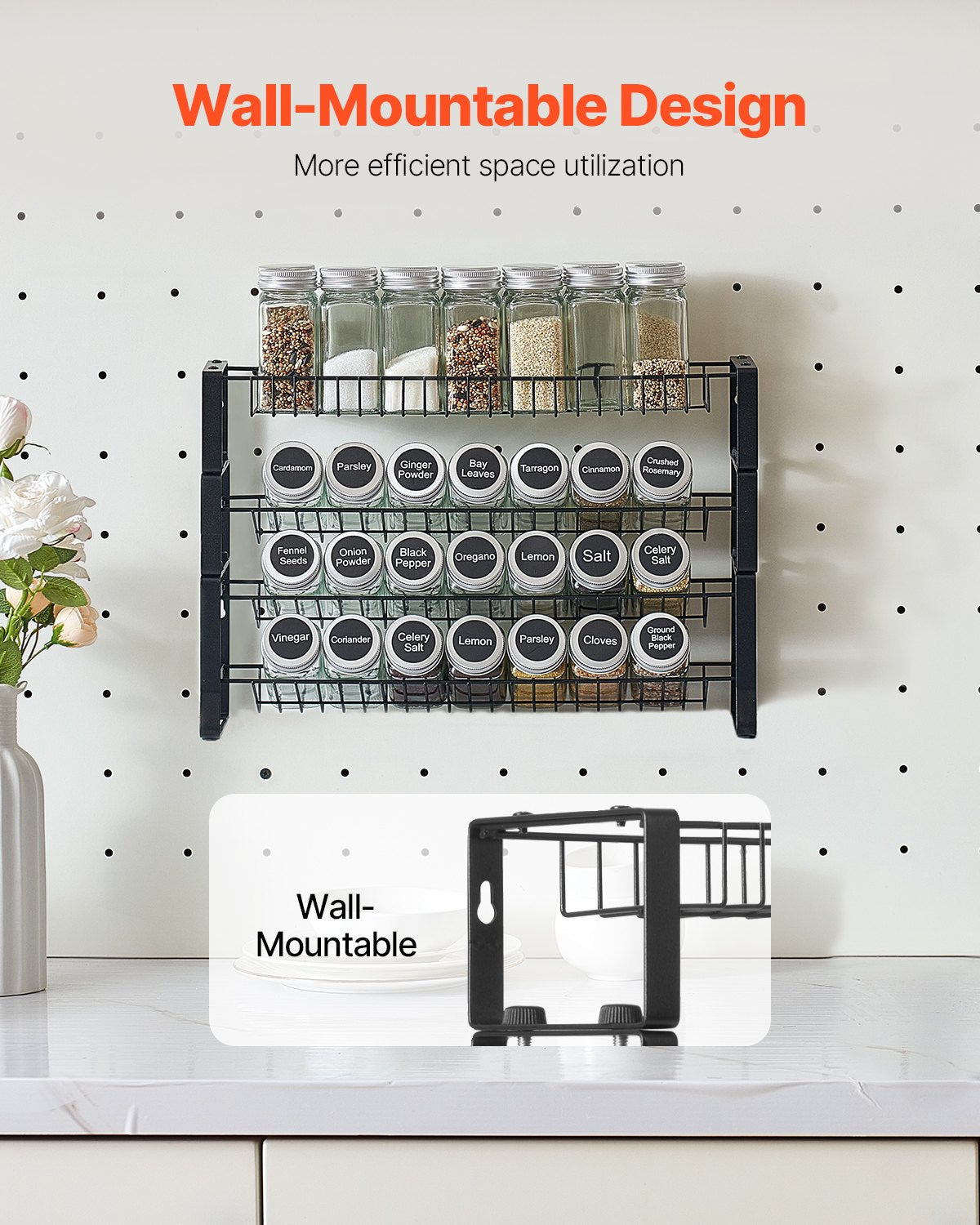 Spice Rack Organizer For Cabinet Kitchen Countertop Seasoning