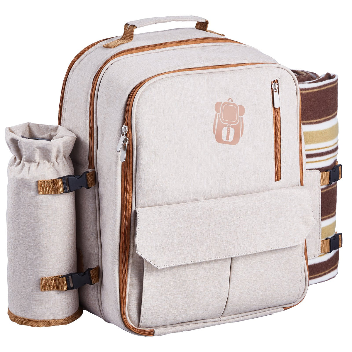 4-Person Beach Picnic Backpack with Cooler & Blanket