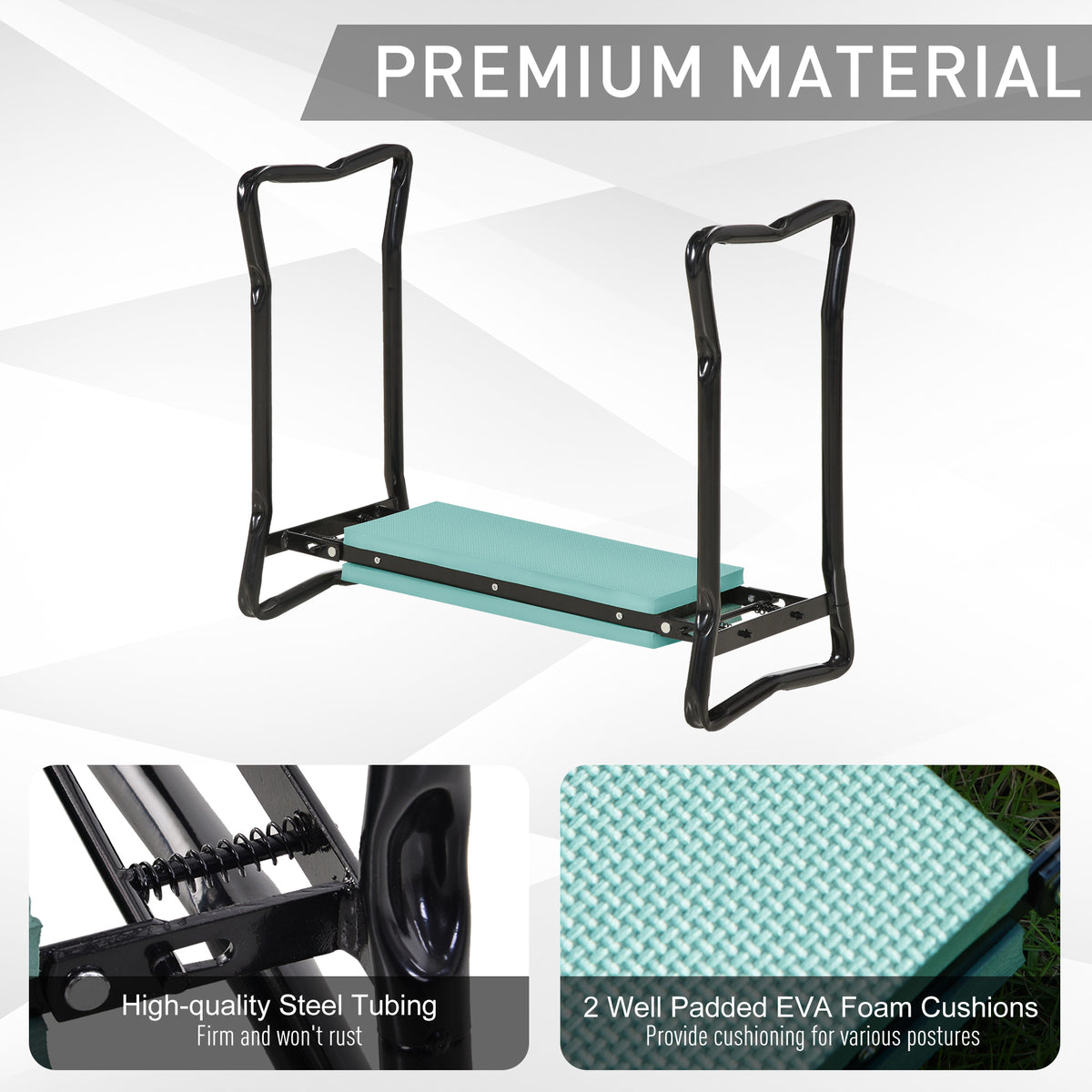 Padded Foldable Garden Kneeler Seat Bench, Green