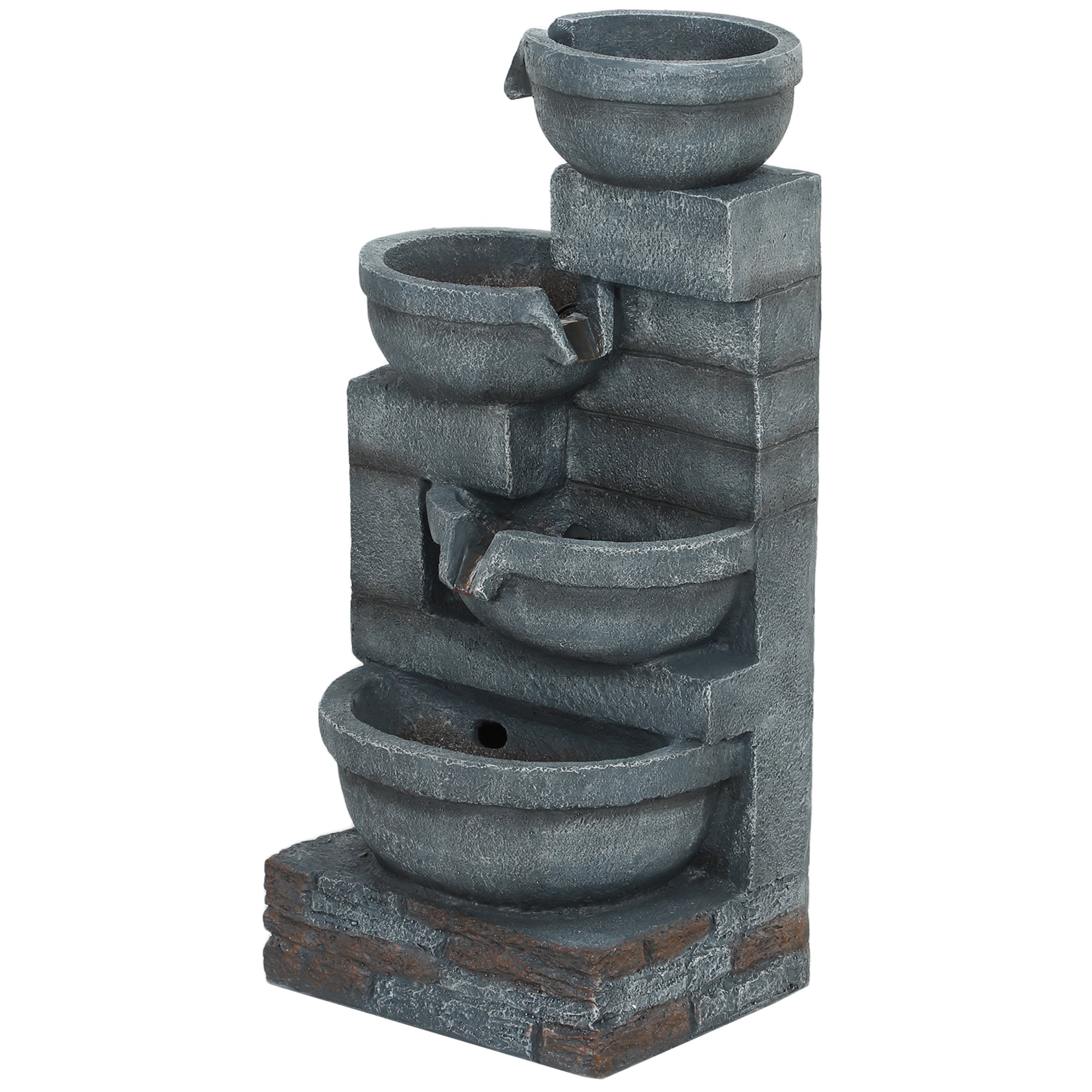 30" Outdoor Waterfall Fountain with LED Lights & Pump