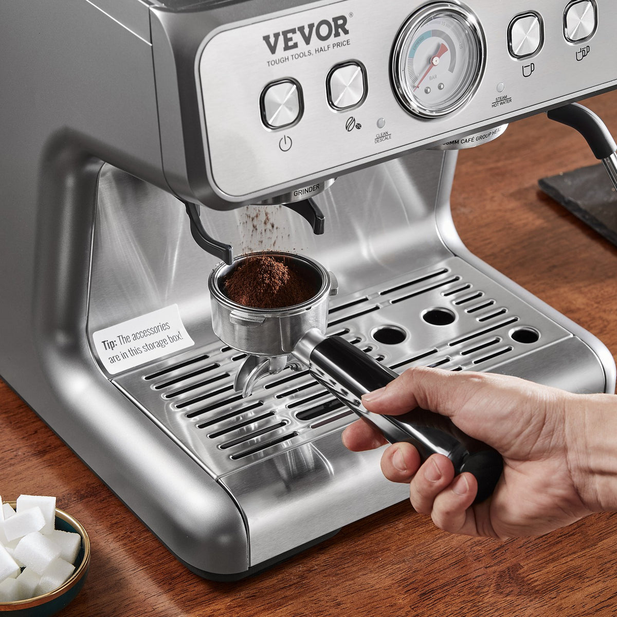 15 Bar Semi-Automatic Espresso Machine with Grinder & Milk Frother
