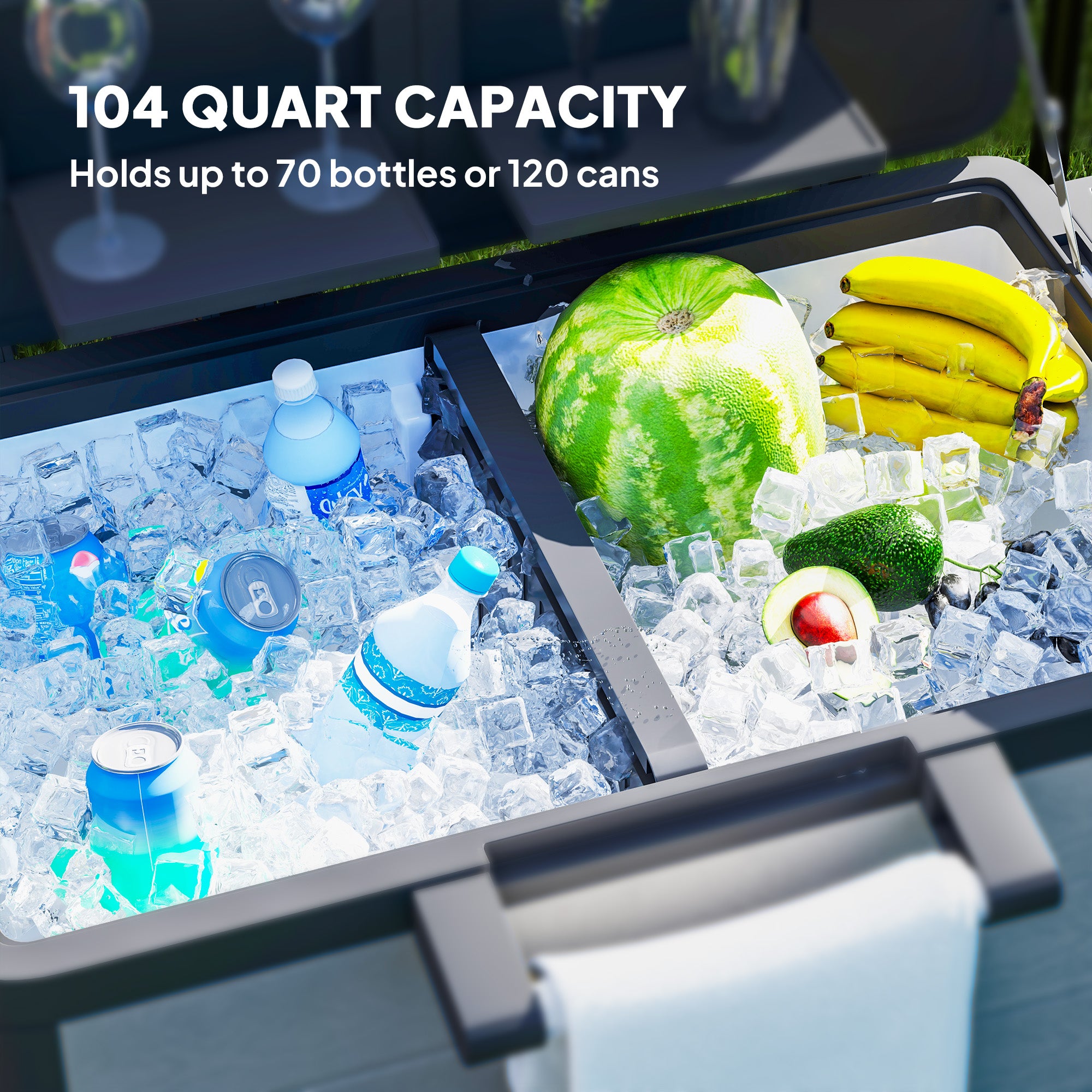 104 Quart Rolling Cooler Cart with Shelves and Bottle Opener